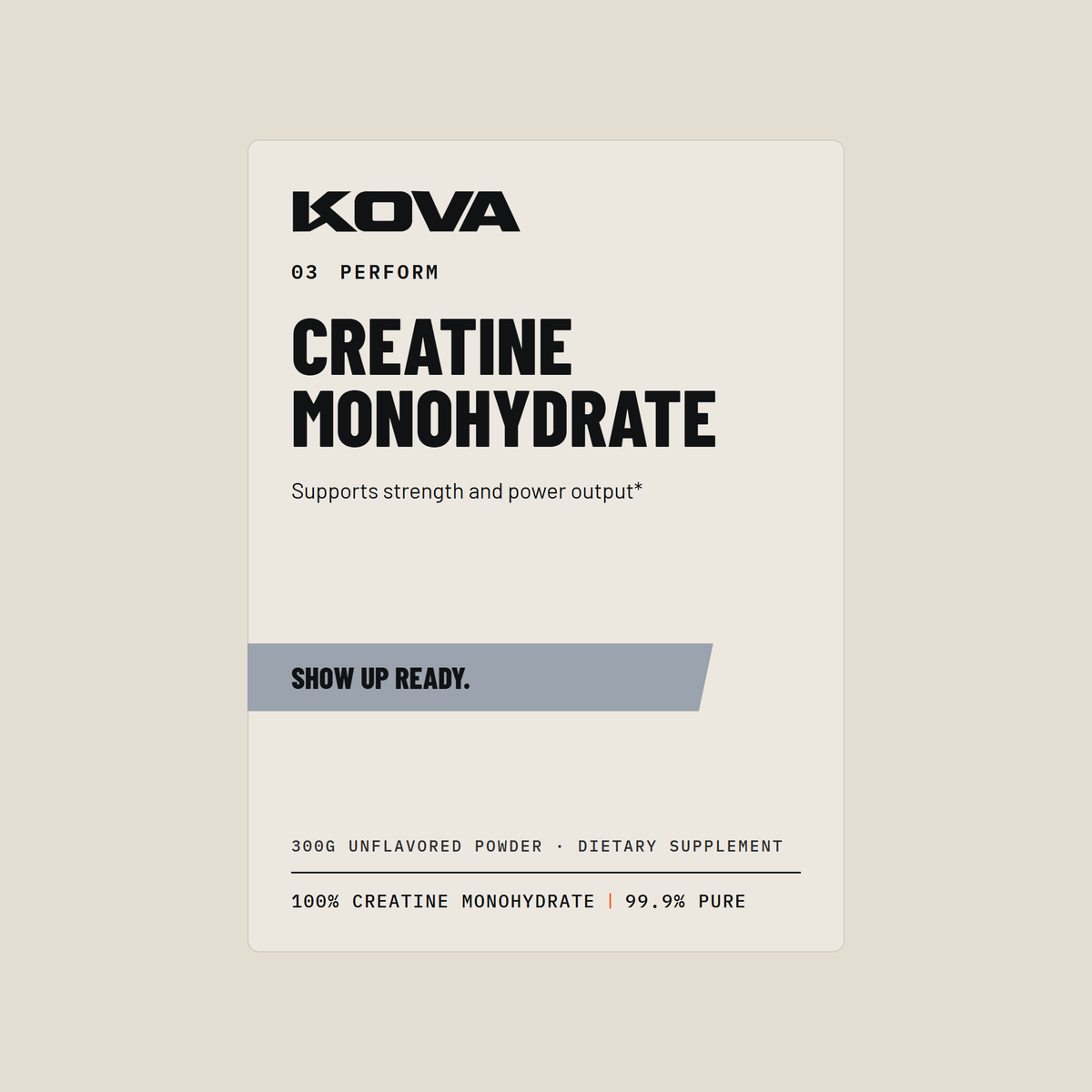Kova Perform Creatine Monohydrate label