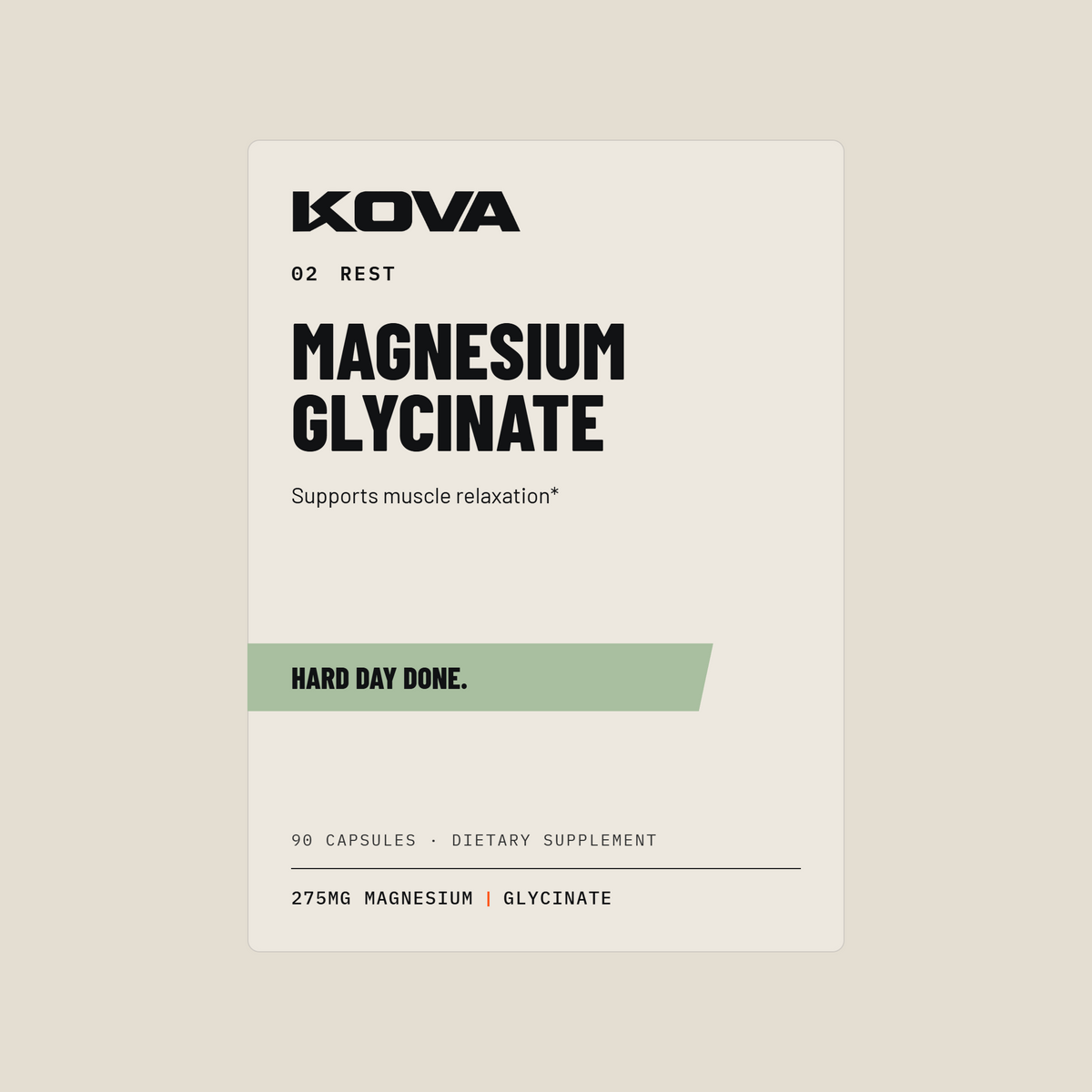 Kova Rest Magnesium Glycinate label
