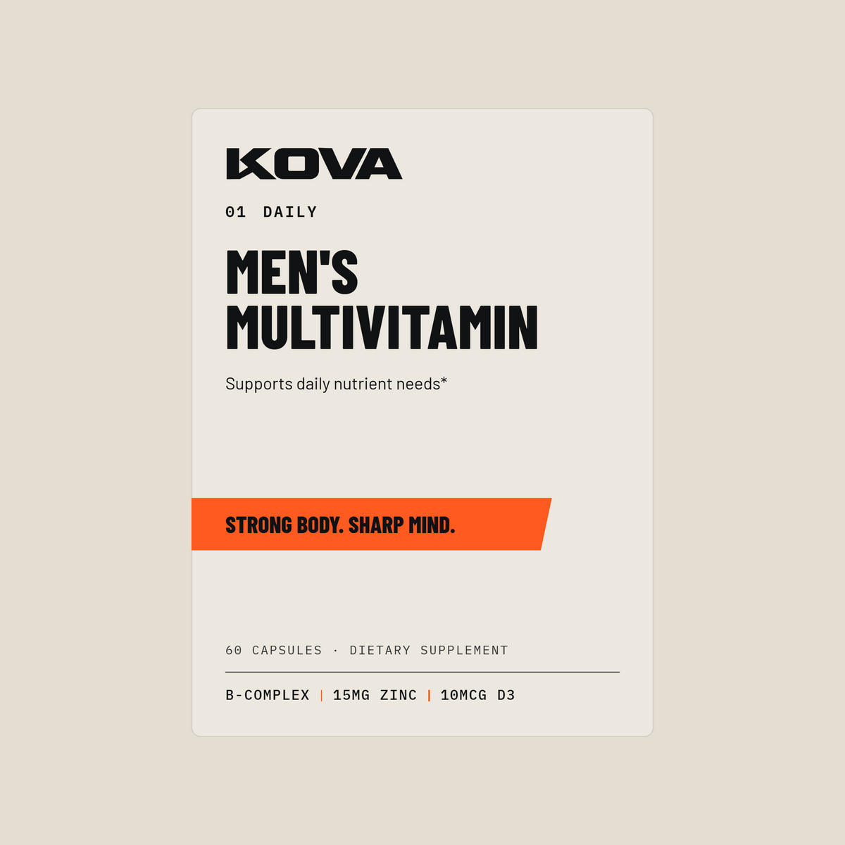 Kova Daily Men's Multivitamin label
